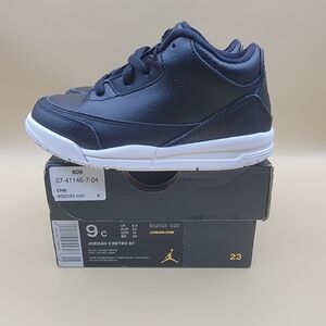 Nike Air Jordan 3 Retro TD Cyber Monday Toddler's Shoes Size 9C Black White